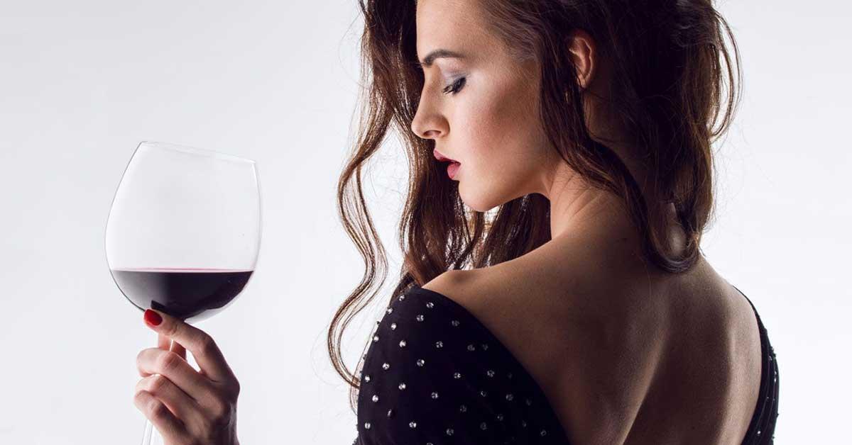 woman with red wine